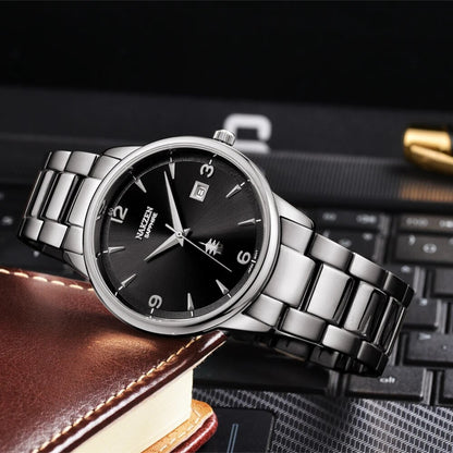 NAKZEN Male Casual Commerce Cool Watch Simple Wrist Watch Brand Luxury Men Quartz Watches Stainless Steel Waterproof Clock Gift