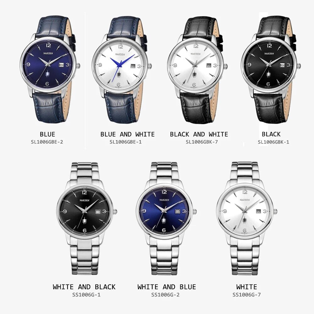 NAKZEN Male Casual Commerce Cool Watch Simple Wrist Watch Brand Luxury Men Quartz Watches Stainless Steel Waterproof Clock Gift