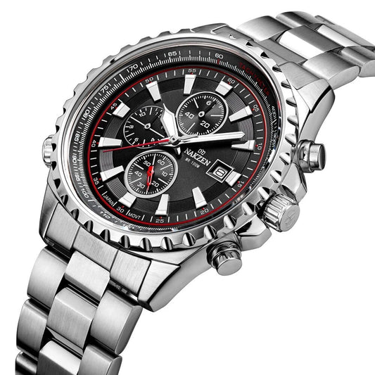 NAKZEN Business Men Multifunction Quartz Watch Man Sports Stainless Steel Watches Waterproof 10Bar WirstWatch Relogio Masculino