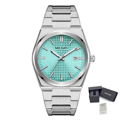MEGIR Luxury Business Watches for Men Stainless Steel Strap Waterproof Calendar Male Quartz Wristwatch Clock Reloj Hombre 1086