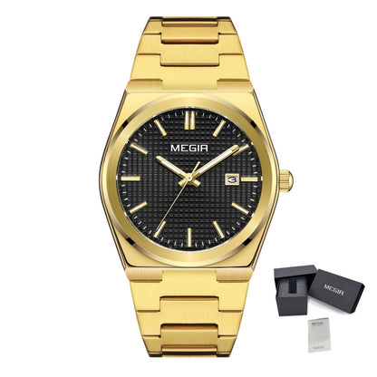 MEGIR Luxury Business Watches for Men Stainless Steel Strap Waterproof Calendar Male Quartz Wristwatch Clock Reloj Hombre 1086