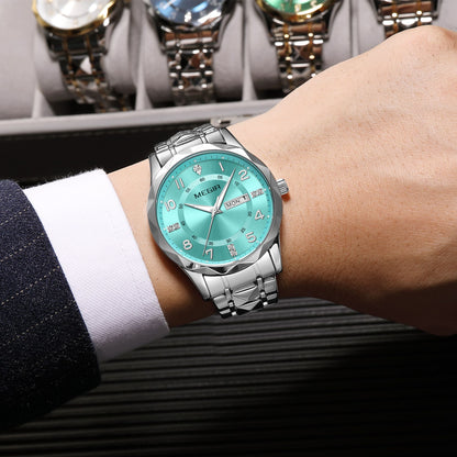 MEGIR Luxury Business Men Watches Stainless Steel Strap Clock Quartz Casual Wristwatch Waterproof Calendar Week Display 1093