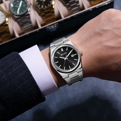 MEGIR Luxury Business Watches for Men Stainless Steel Strap Waterproof Calendar Male Quartz Wristwatch Clock Reloj Hombre 1086