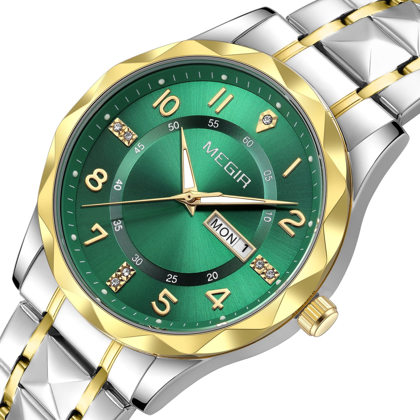 MEGIR Luxury Business Men Watches Stainless Steel Strap Clock Quartz Casual Wristwatch Waterproof Calendar Week Display 1093